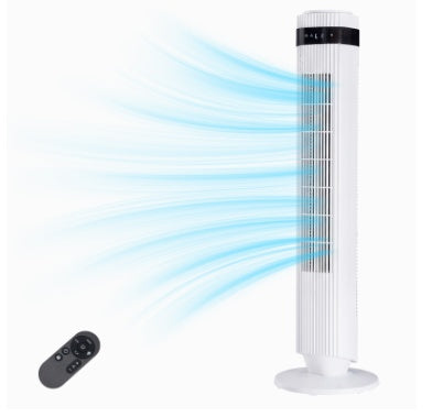 The Bedroom Is Equipped With A Silent Tower-type Fan, A 28-decibel Standing Fan, Intelligent Automatic Mode, And A 64 Swivel Bladeless Cooling Fan