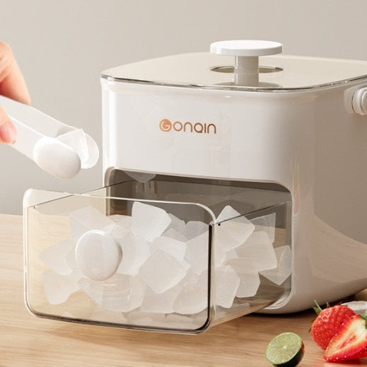 48 Cube Double-Deck Portable Ice Maker with Easy Press Lid, Silicone Trays & Durable Plastic, Countertop Kitchen Gadget for DIY Frozen Food, Summer Drinks & Beverage Cooling