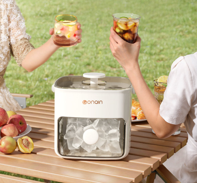 48 Cube Double-Deck Portable Ice Maker with Easy Press Lid, Silicone Trays & Durable Plastic, Countertop Kitchen Gadget for DIY Frozen Food, Summer Drinks & Beverage Cooling