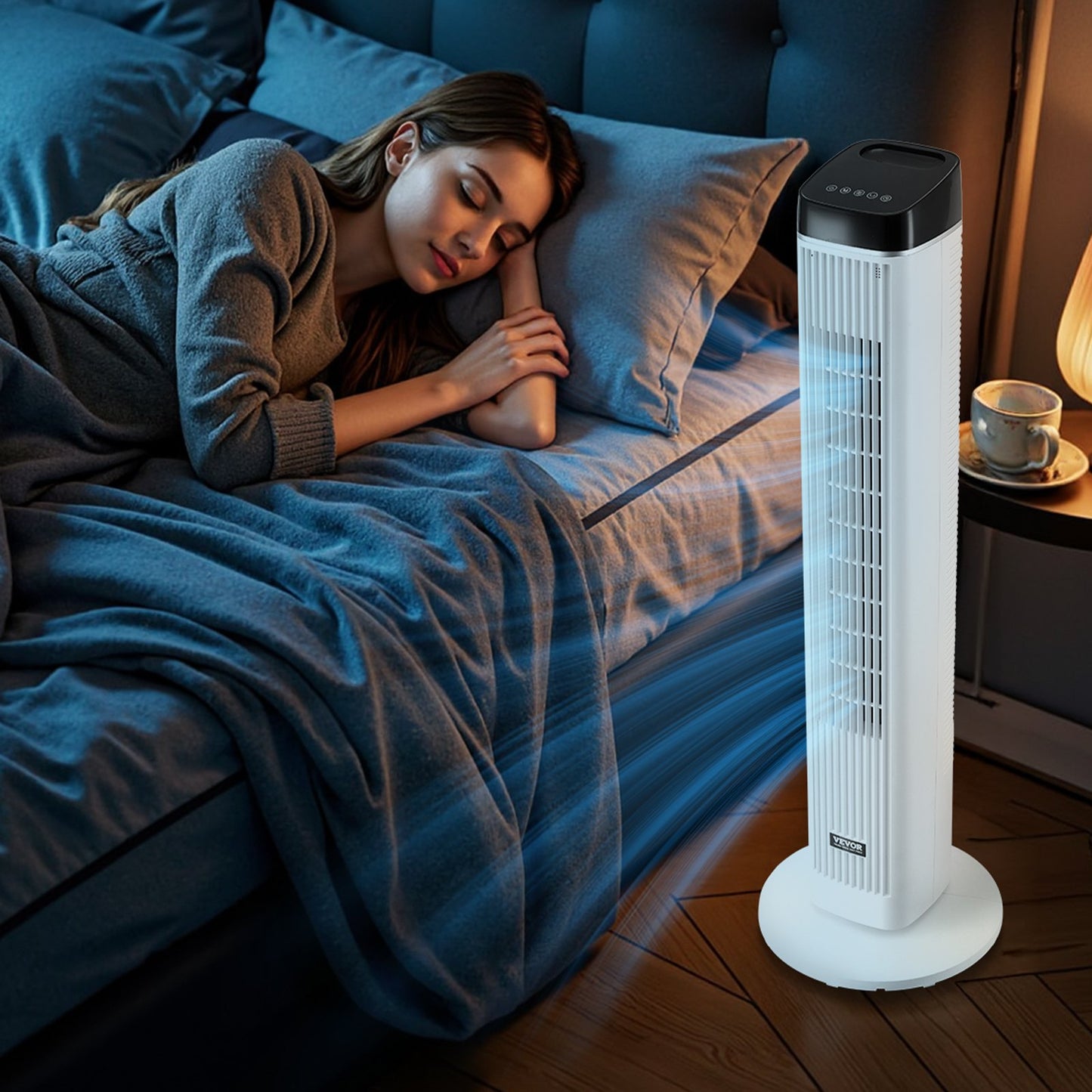 Oscillating Tower Fan 9H Timer  High Velocity With Remote Control