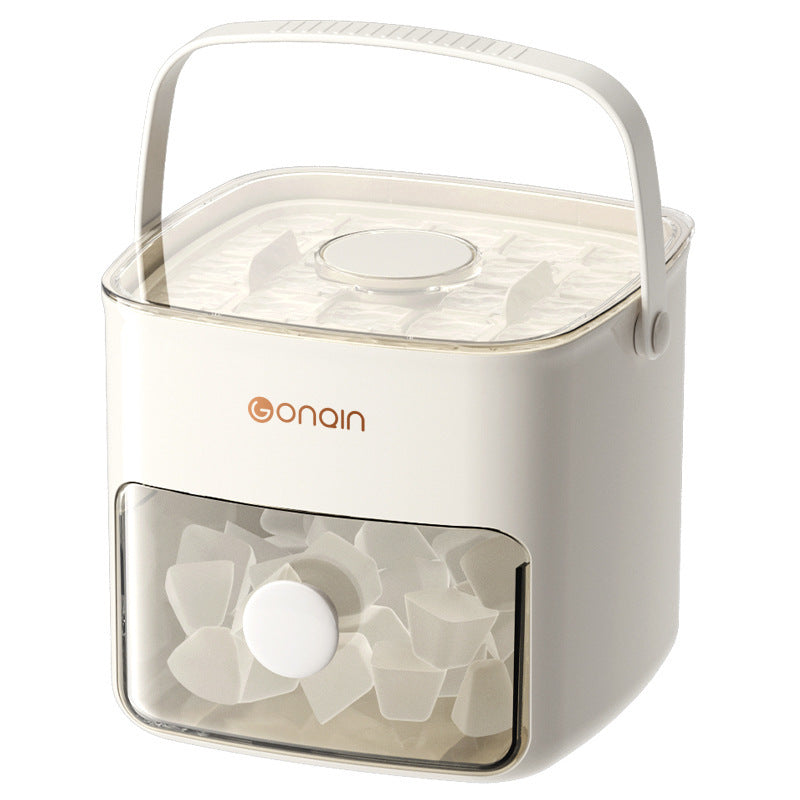 48 Cube Double-Deck Portable Ice Maker with Easy Press Lid, Silicone Trays & Durable Plastic, Countertop Kitchen Gadget for DIY Frozen Food, Summer Drinks & Beverage Cooling