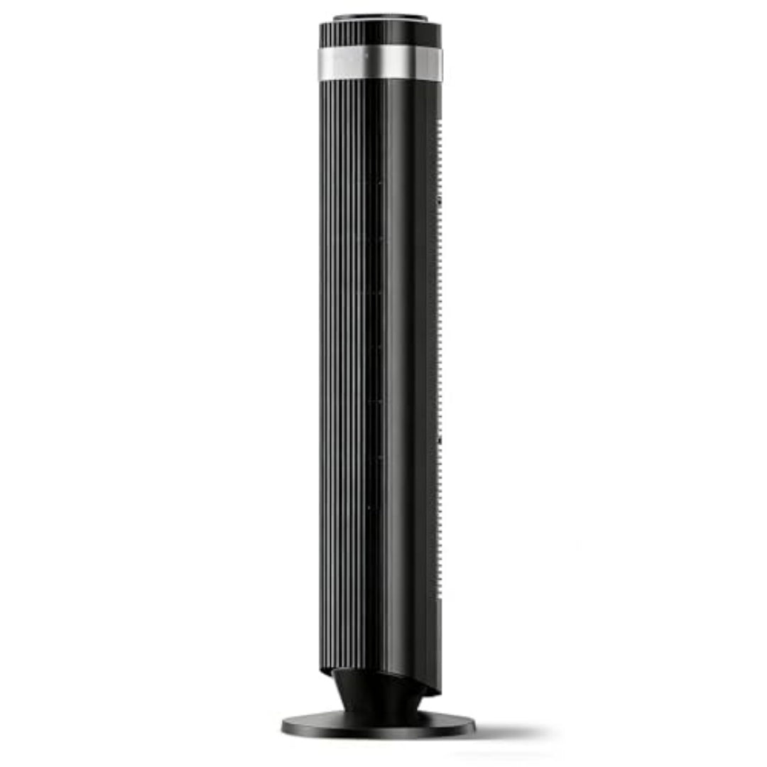 The Bedroom Is Equipped With A Silent Tower-type Fan, A 28-decibel Standing Fan, Intelligent Automatic Mode, And A 64  Swivel Bladeless Cooling Fan